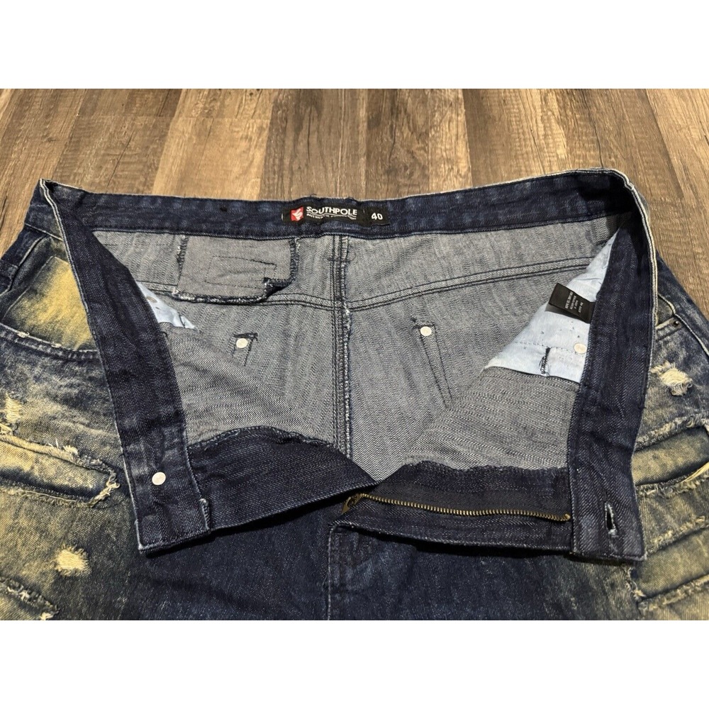 Vintage Southpole Baggy‎ Jean Shorts Jorts Mens 40 Blue Y2K Grunge Bermuda Skate - Picture 4 of 9
